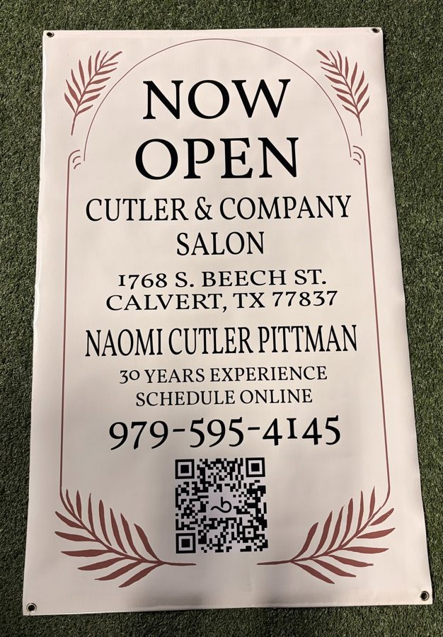 Now Open banner for Cutler & Company Salon in Calvert